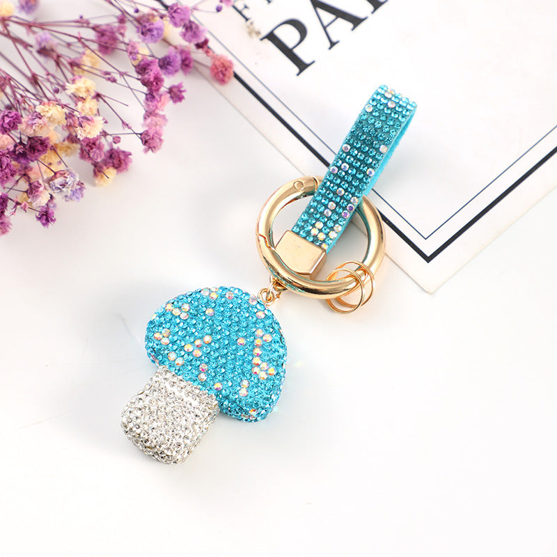 Wholesale 10pcs Zinc Alloy Mushroom Diamond Keychain